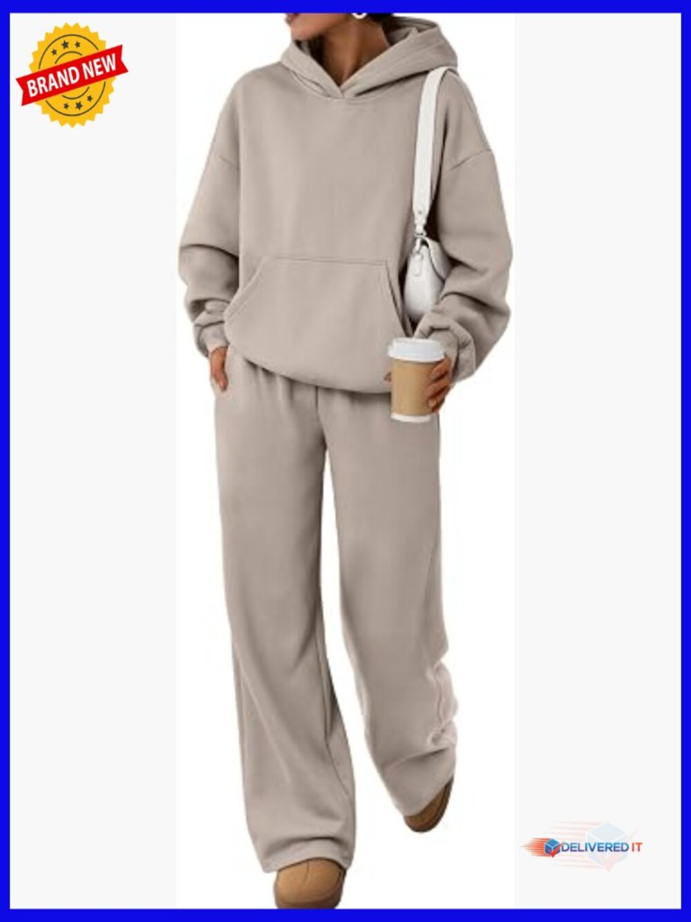 2 Piece Lounge Sweat Set - Oversized Hoodie & Wide Leg Pants